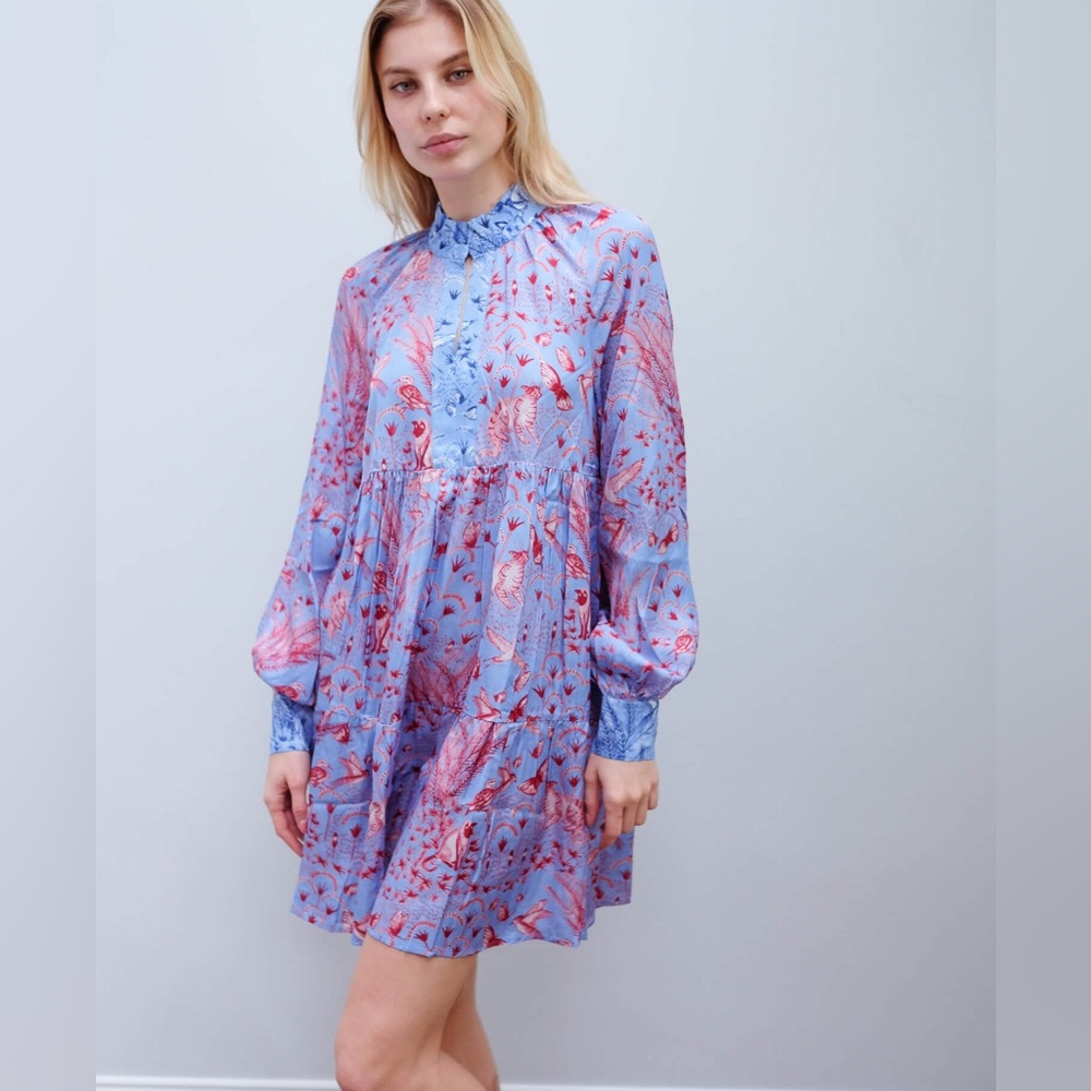 Stine Goya Jasmine Pre Spring 2020 Jungle Scene  Tiered Dress XXS Prairie Whimsy